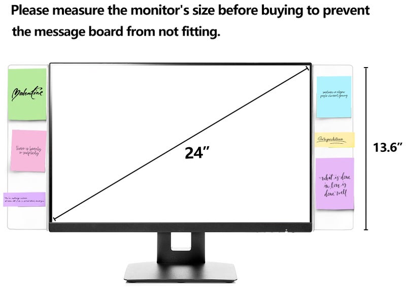 Yocoolfun 2 Pcs Large Computer Monitor Memo Board for No Edge Monitors 13.6 X 3.6 Inch Monitor Sticky Note Holder Computer Monitor Message Board for Frameless Monitors - Image 5